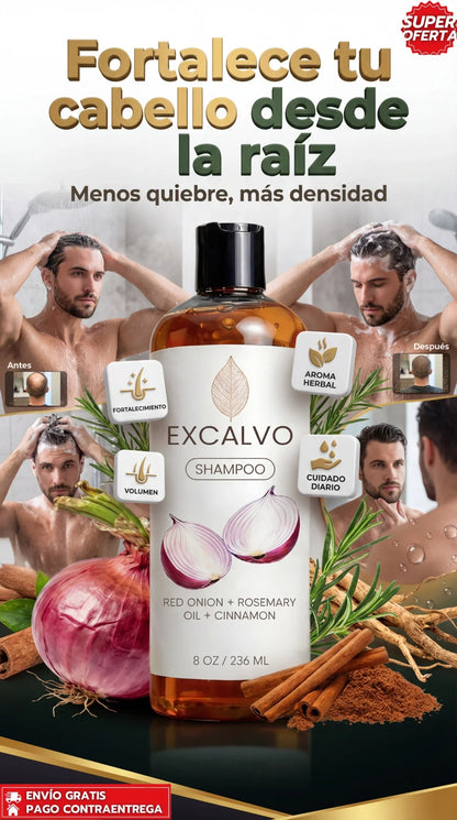 Excalvo Shampoo Clínico para el Crecimiento del Cabello + 5% Minoxidil - Compra 1 y llévate 2