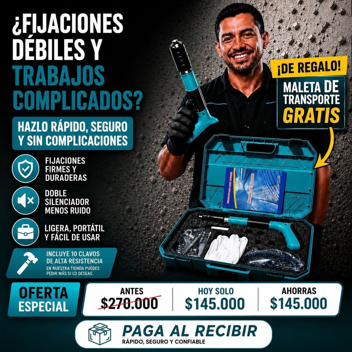 FixaPro – Remachadora Profesional, Fija en Segundos + Envio Gratis + Regalo