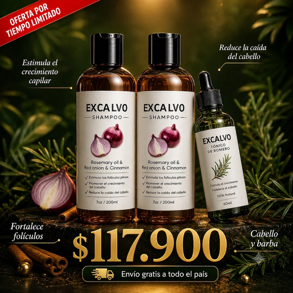 Excalvo Shampoo Clínico para el Crecimiento del Cabello - 50% OFF SOLO HOY