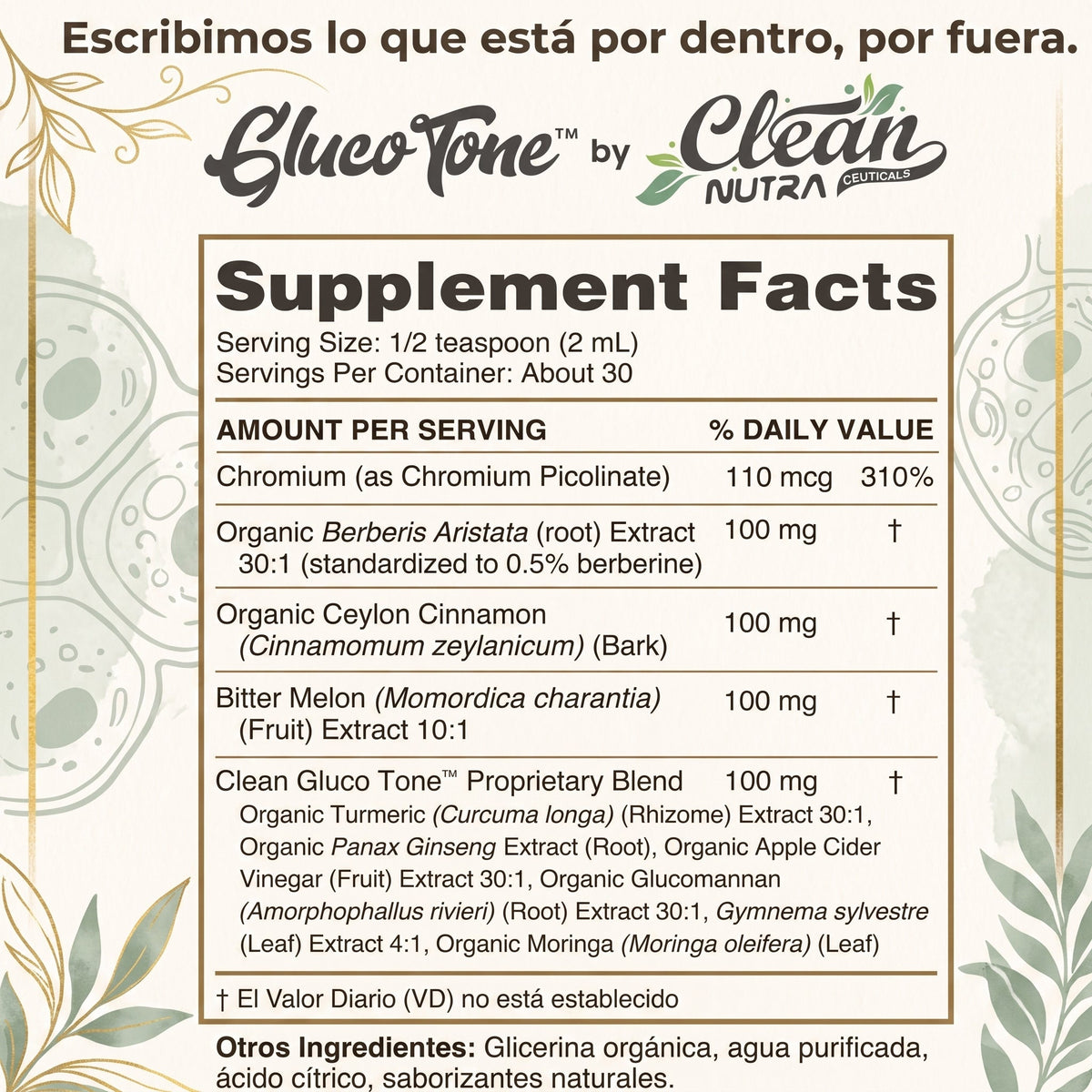 Clean Nutra® GlucoTone Berberina Líquida 9 en 1 | Controla tu Glucosa